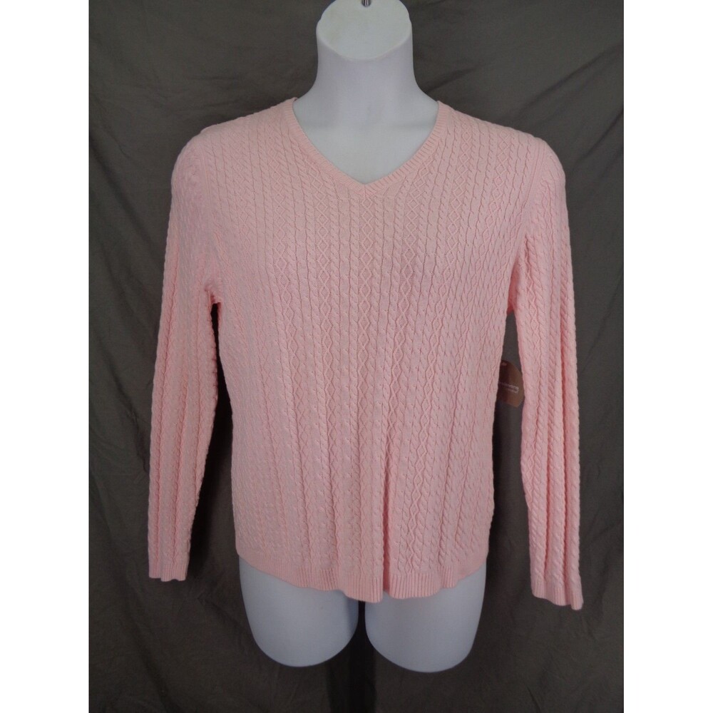 Valerie Stevens Casual Pink Cable Knit Sweater Size XL Vintage Y2K 90's New